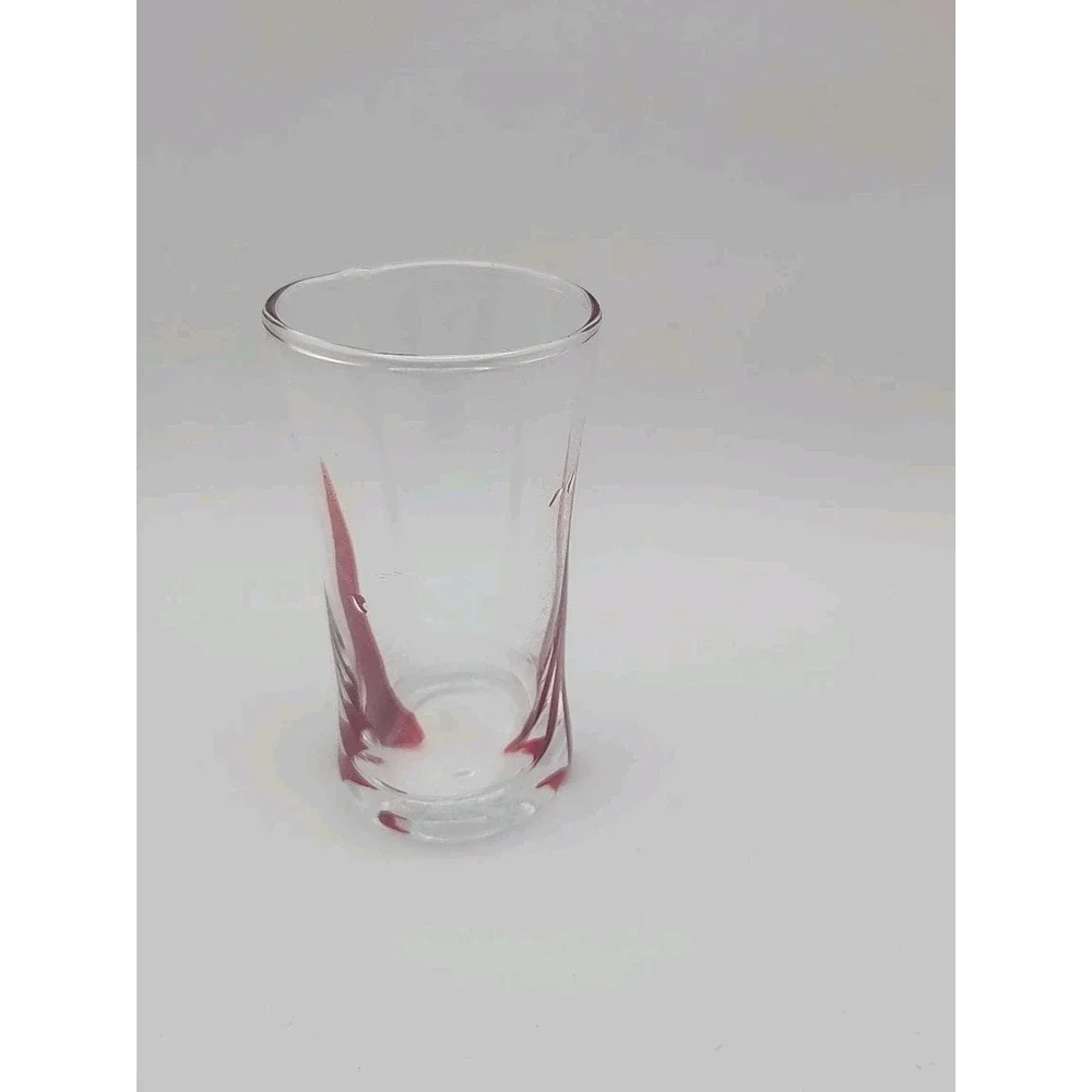 6 Pier 1 Swirline Red Swirl 4 oz. Cordial Liqueur Shot Glasses + Tray FREE SHIP